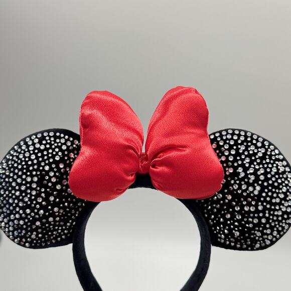 Disney Minnie Mouse Sparkly Rhinestone Ears Headband With Red Plush Bow main image 4
